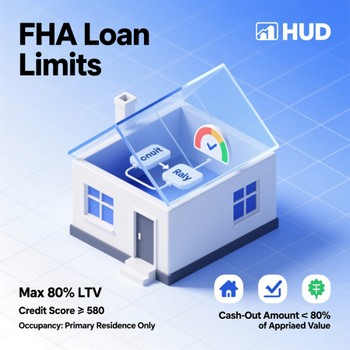 Visual guide on FHA loan limits, focusing on cash-out refinance details for potential borrowers.  