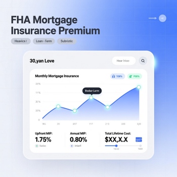 FHA mortgage insurance premium UI design showcasing cost elements and intuitive layout for users.  