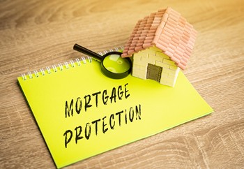 Image conveying mortgage protection, featuring death insurance as a crucial element for safeguarding family homes.  